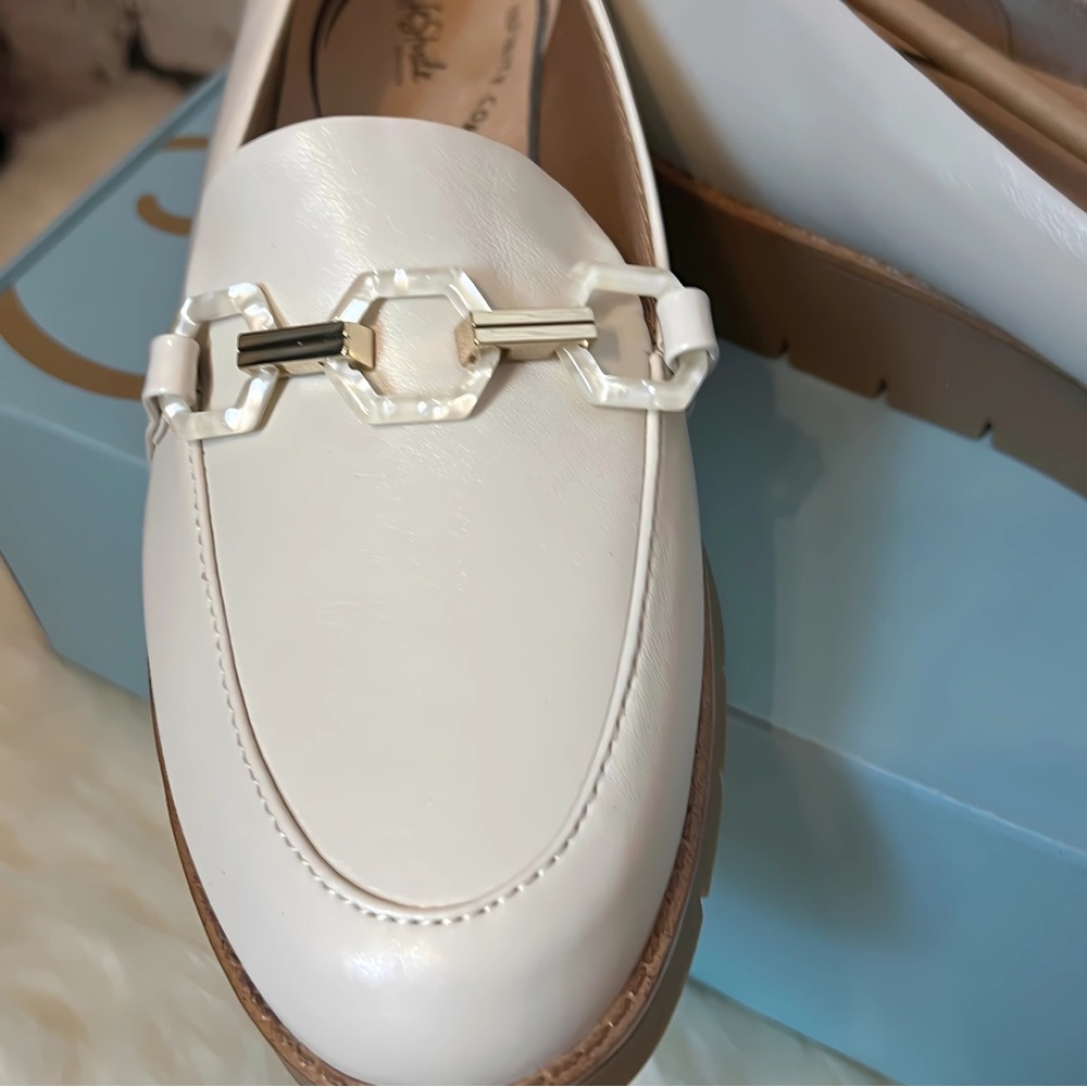Life Stride White Loafers with Silver Accent
